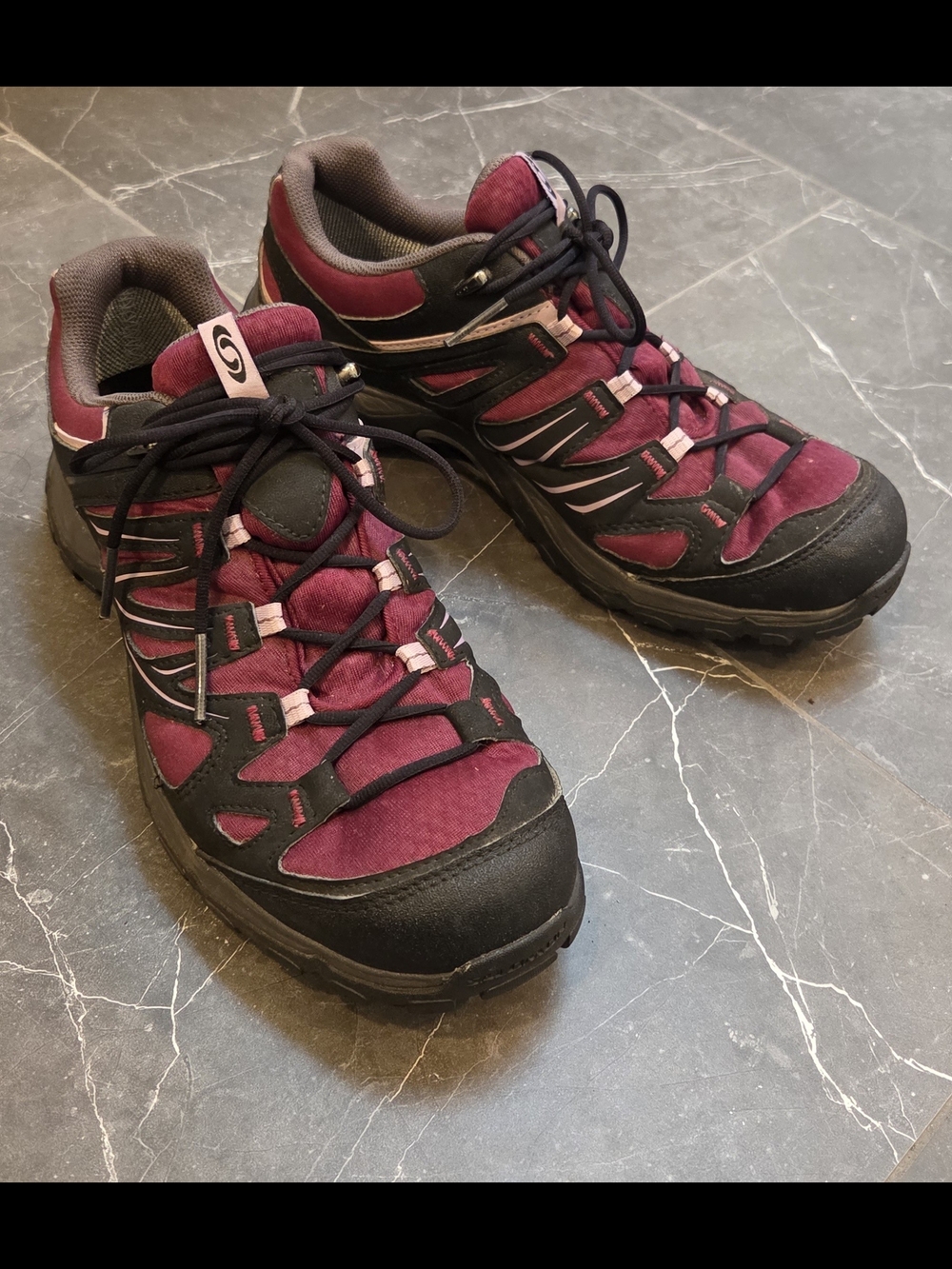 Salomon Women's Ellipse GTX W Burgundy and Black Hiking Shoes